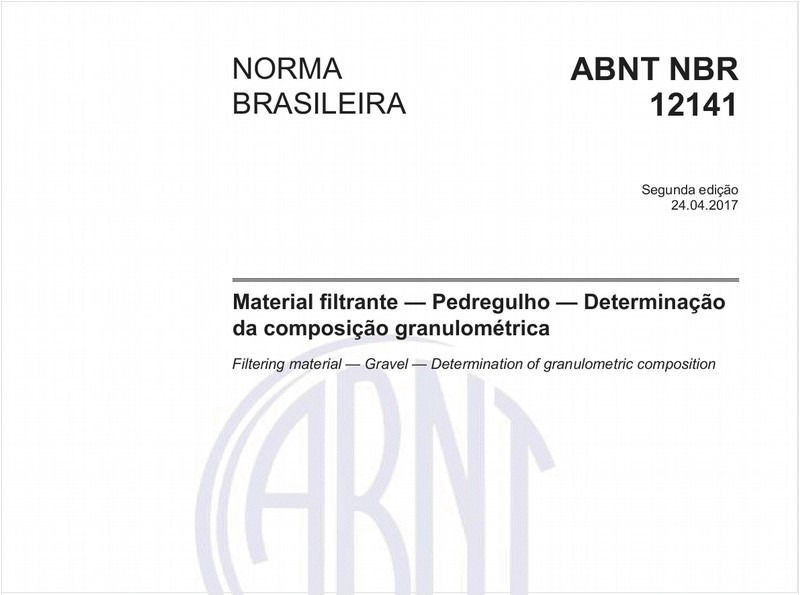 Material filtrante — Pedregulho — Determinação da composição granulométrica