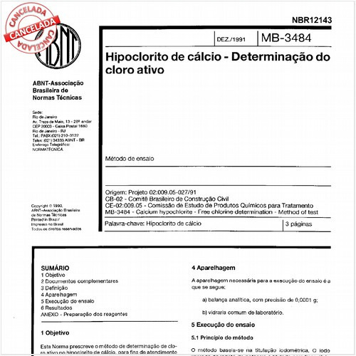 Hipoclorito de cálcio - Determinação do cloro ativo