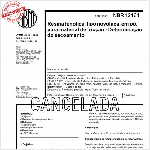 Resina fenólica, tipo novolaca, em pó, para material de fricçao - Determinaçào do escoamento