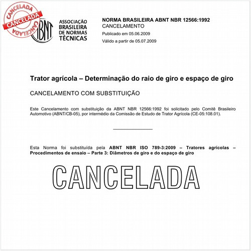 Trator agrícola - Determinação do raio de giro e espaço de giro