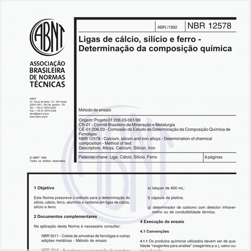 Ligas de cálcio, silício e ferro - Determinação da composição química - Método de ensaio