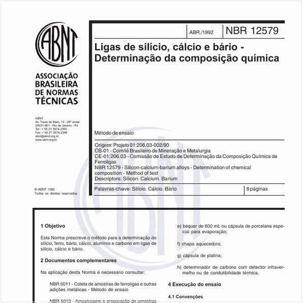 Ligas de silício, cálcio e bário - Determinação da composição química - Método de ensaio
