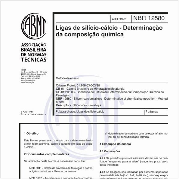 Ligas de silício-cálcio - Determinação da composição química - Método de ensaio