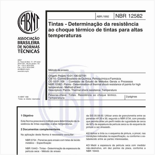 Tintas - Determinação da resistência ao choque térmico de tintas para altas temperaturas - Método de ensaio