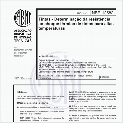 Tintas - Determinação da resistência ao choque térmico de tintas para altas temperaturas - Método de ensaio