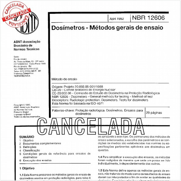 Dosímetros - Métodos gerais de ensaio