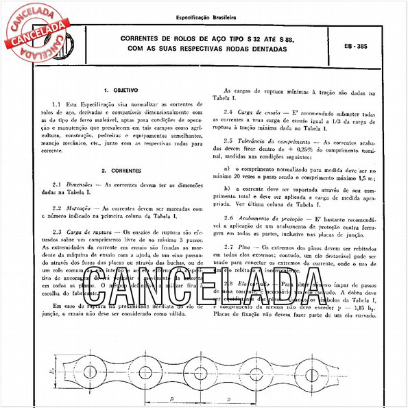 Correntes de rolos de aço Tipo S 32 ate S 88, com suas respectivas rodas dentadas