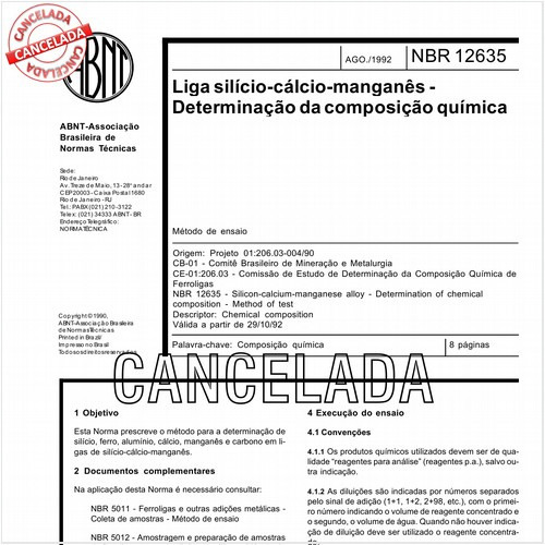 Liga silício-cálcio-manganês - Determinação da composição química