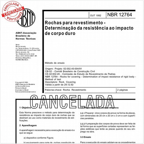 Rochas para revestimento - Determinação da resistência ao impacto de corpo duro