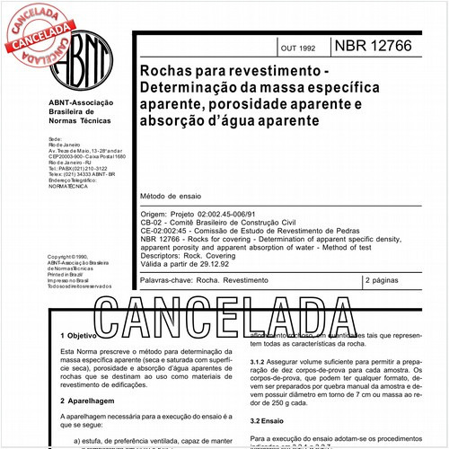 Rochas para revestimento - Determinação da massa específica aparente, porosidade aparente e absorção d'água aparente