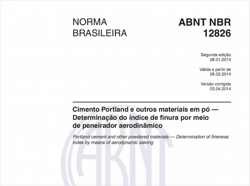 Cimento Portland e outros materiais em pó — Determinação do índice de finura por meio de peneirador aerodinâmico