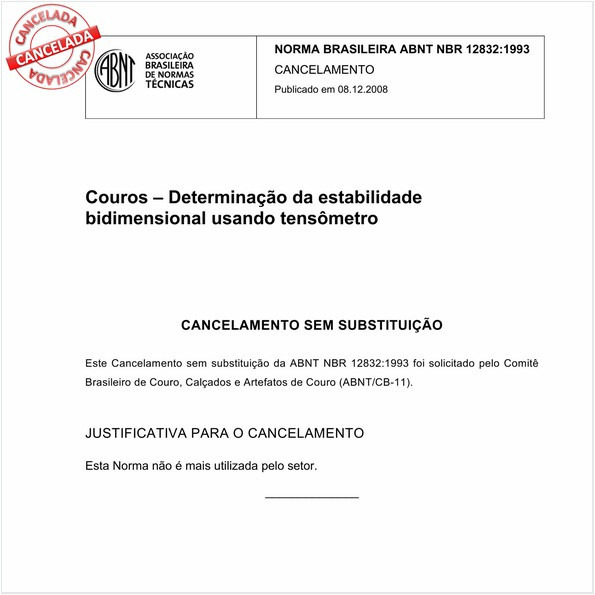 Couros - Determinação da estabilidade bidimensional usando tensômetro