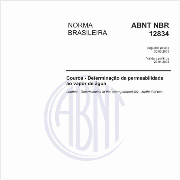 Couros - Determinação da permeabilidade ao vapor de água