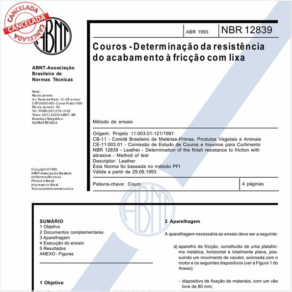 Couros - Determinação da resistência do acabamento à fricção com lixa