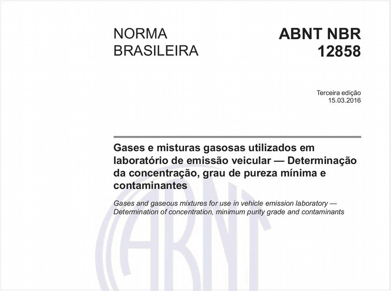 Gases e misturas gasosas utilizados em laboratório de emissão veicular — Determinação da concentração, grau de pureza mínima e contaminantes