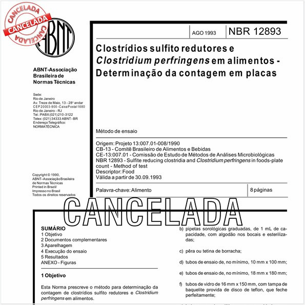 Clostrídios sulfito redutores e Clostridium perfringens em alimentos - Determinação da contagem em placas