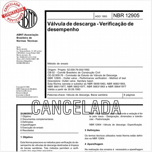 Válvula de descarga - Verificação de desempenho