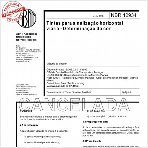 Tintas para sinalização horizontal viária - Determinação da cor