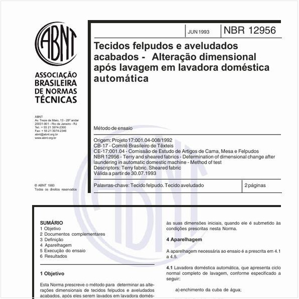 Tecidos felpudos e aveludados acabados - Alteração dimensional após lavagem em lavadora doméstica automática - Método de ensaio