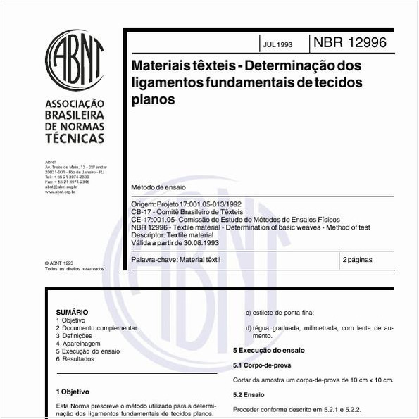 Materiais têxteis - Determinação dos ligamentos fundamentais de tecidos planos - Método de ensaio