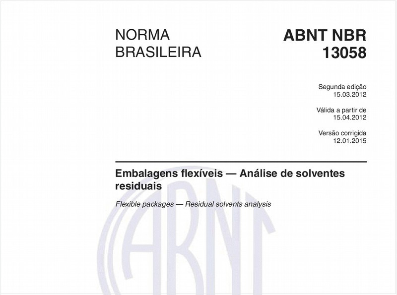 Embalagens flexíveis - Análise de solventes residuais