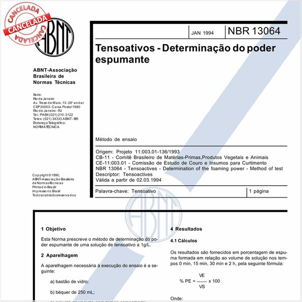 Tensoativos - Determinação do poder espumante