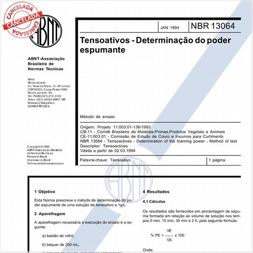 Tensoativos - Determinação do poder espumante