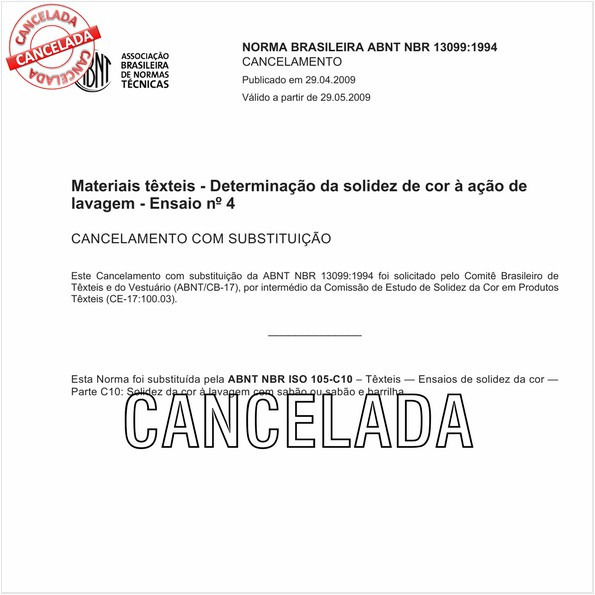 Materiais têxteis - Determinação da solidez de cor à ação de lavagem - Ensaio nº 4