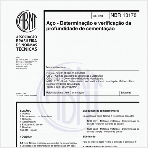 Aço - Determinação e verificação da profundidade de comentação - Método de ensaio