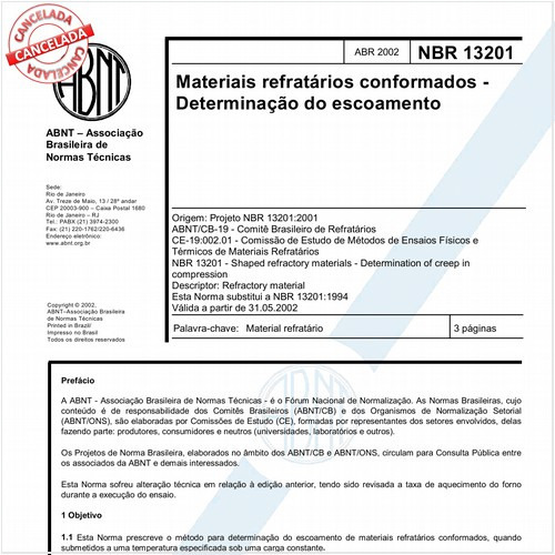 Materiais refratários conformados - Determinação do escoamento