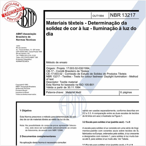 Materiais têxteis - Determinação da solidez de cor à luz - Iluminação à luz do dia