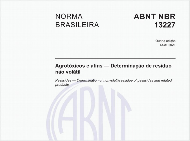Agrotóxicos e afins - Determinação de resíduo não volátil