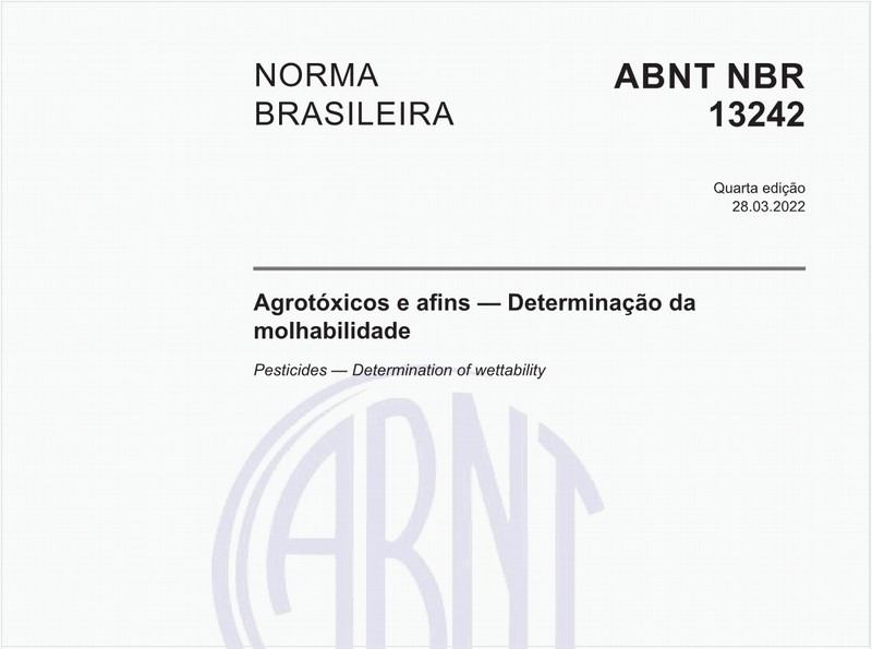 Agrotóxicos e afins - Determinação da molhabilidade