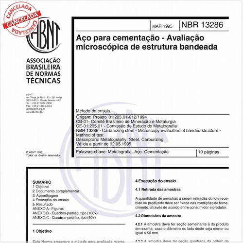 Aço para cementação - Avaliação microscópica de estrutura bandeada