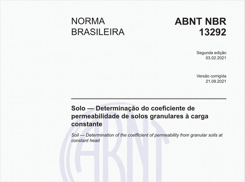 Solo - Determinação do coeficiente de permeabilidade de solos granulares à carga constante