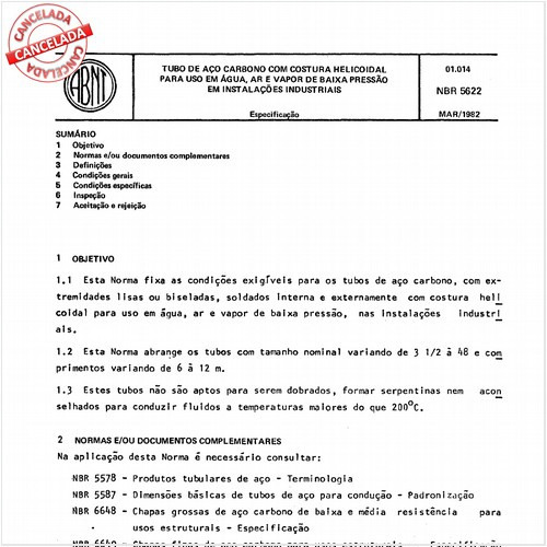 Tubo de aço-carbono com costura helicoidal para uso em água, ar e vapor de baixa pressão em instalações industriais
