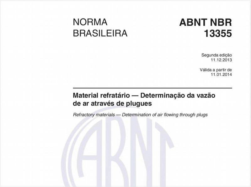 Material refratário — Determinação da vazão de ar através de plugues