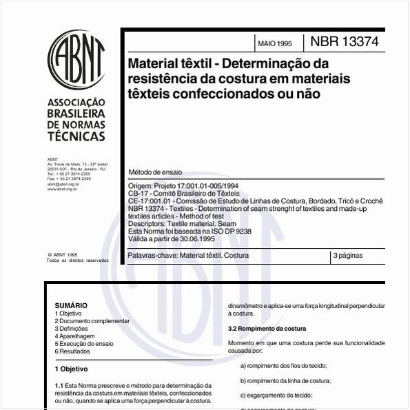 Material têxtil - Determinação da resistência da costura em materiais têxteis confeccionados ou não - Método de ensaio