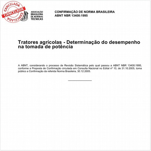 Tratores agrícolas - Determinação do desempenho na tomada de potência