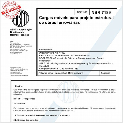 Cargas móveis para projeto estrutural de obras ferroviárias