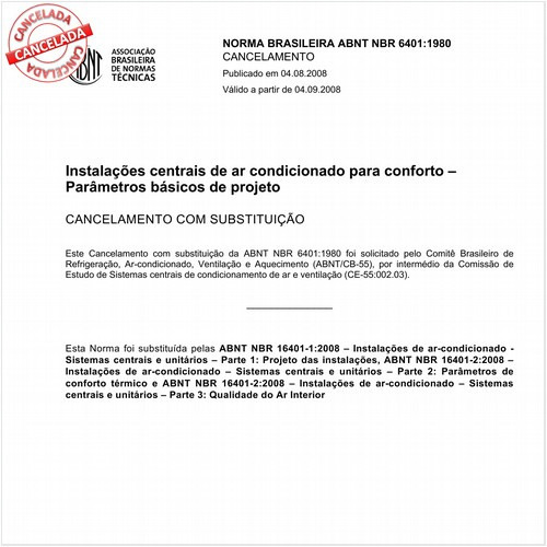 Instalações centrais de ar condicionado para conforto - Parâmetros básicos de projeto