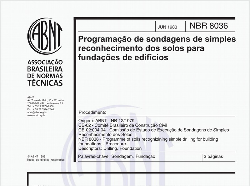 Programação de sondagens de simples reconhecimento do solos para fundações de edifícios - Procedimento