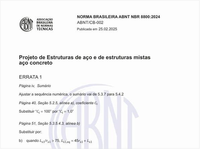 Projeto de estruturas de aço e de estruturas mistas de aço e concreto de edificações
