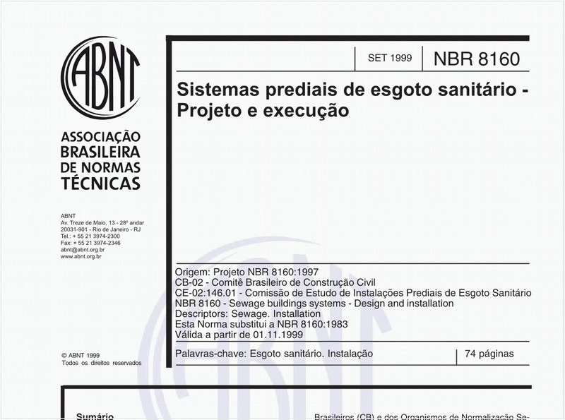 Sistemas prediais de esgoto sanitário - Projeto e execução