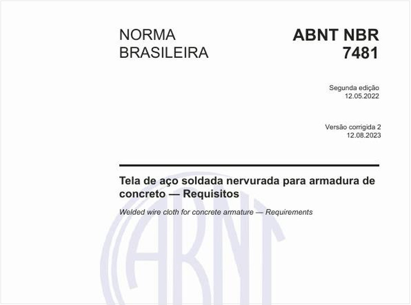 Tela de aço soldada nervurada para armadura de concreto - Requisitos