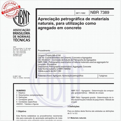 Apreciação petrográfica de materiais naturais, para utilização como agregado em concreto