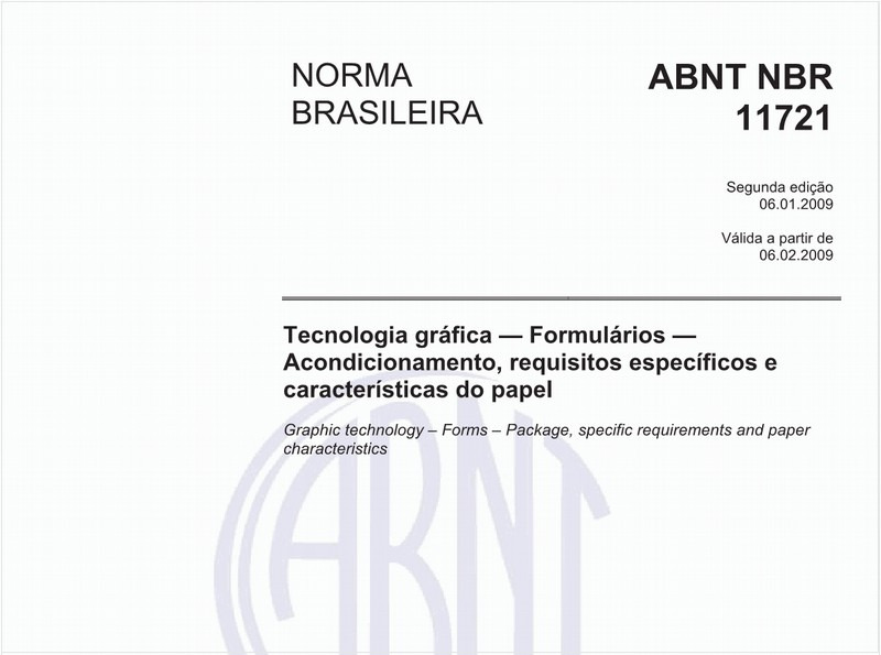 Tecnologia gráfica - Formulários - Acondicionamento, requisitos específicos e características do papel