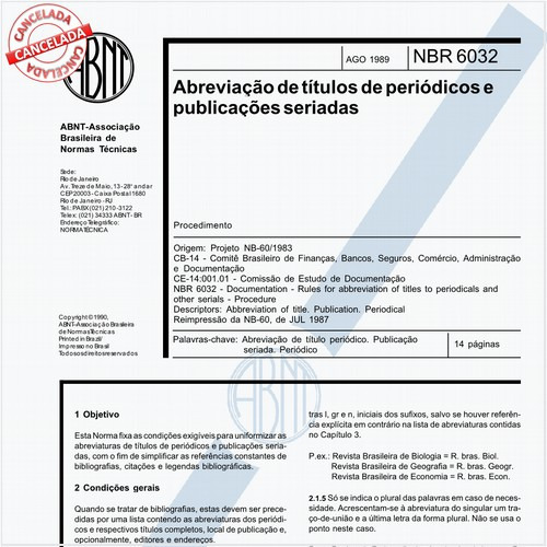 Abreviação de títulos de periódicos e publicações seriadas