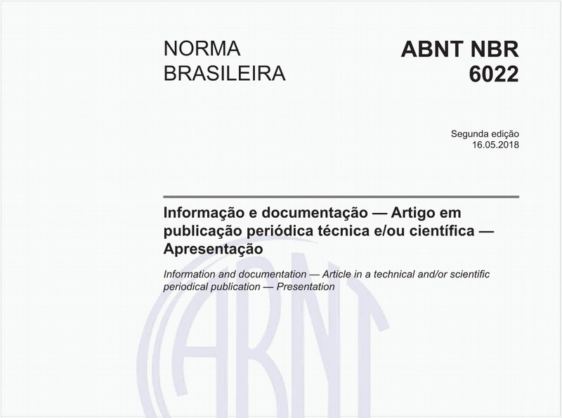 Informação e documentação - Artigo em publicação periódica técnica e/ou científica - Apresentação