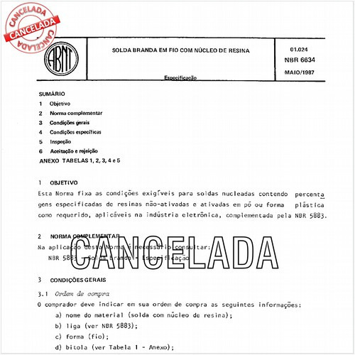 Solda branda em fio com núcleo de resina